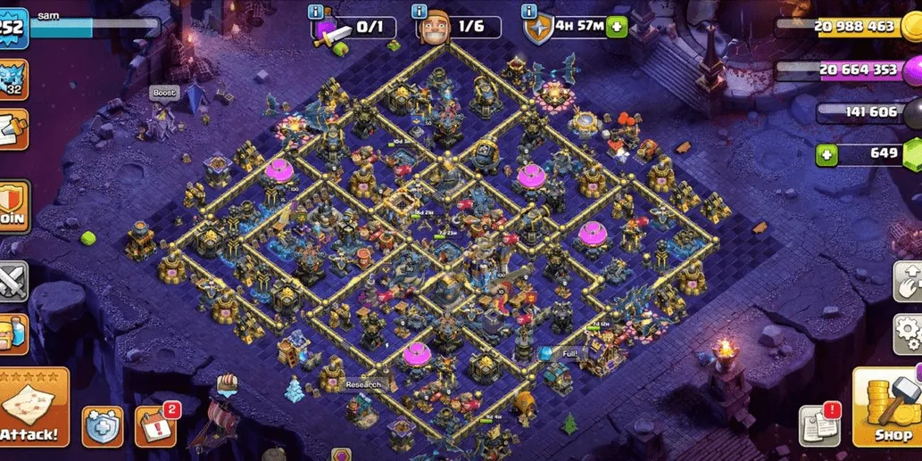 COC532 TH18 Full Max Heroes 100 100 90 75 50 Strongest Defense Max Troops Spells Pets Siege Machines (G)